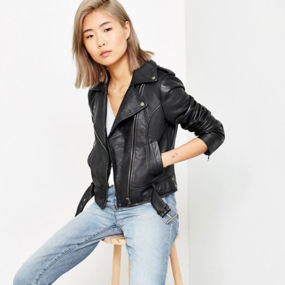 Vegan Leather Cropped Moto Jacket